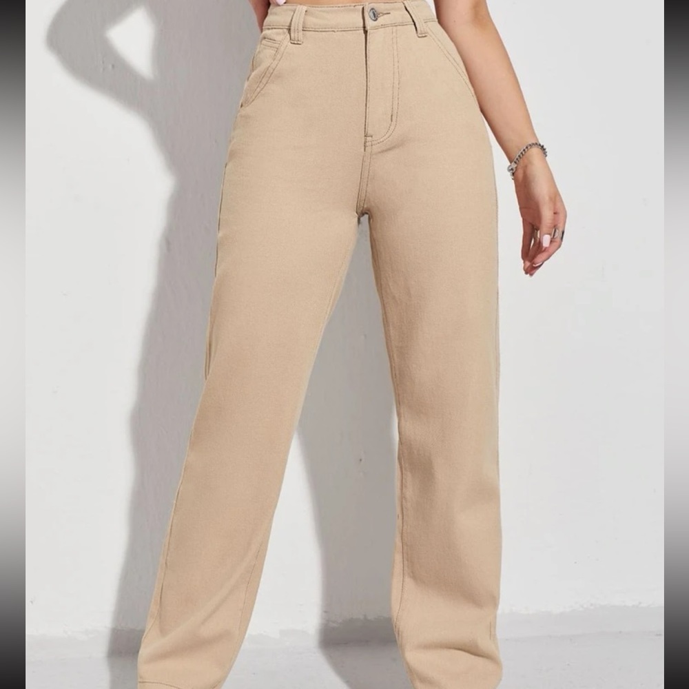 High waist straight leg jeans